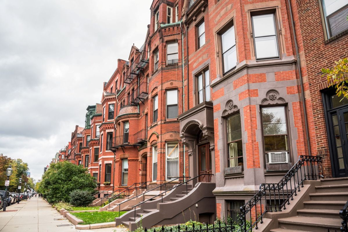 A block of rowhomes.
