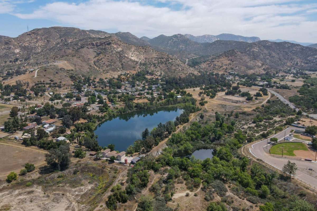An aerial view of Lakeside in San Diego.