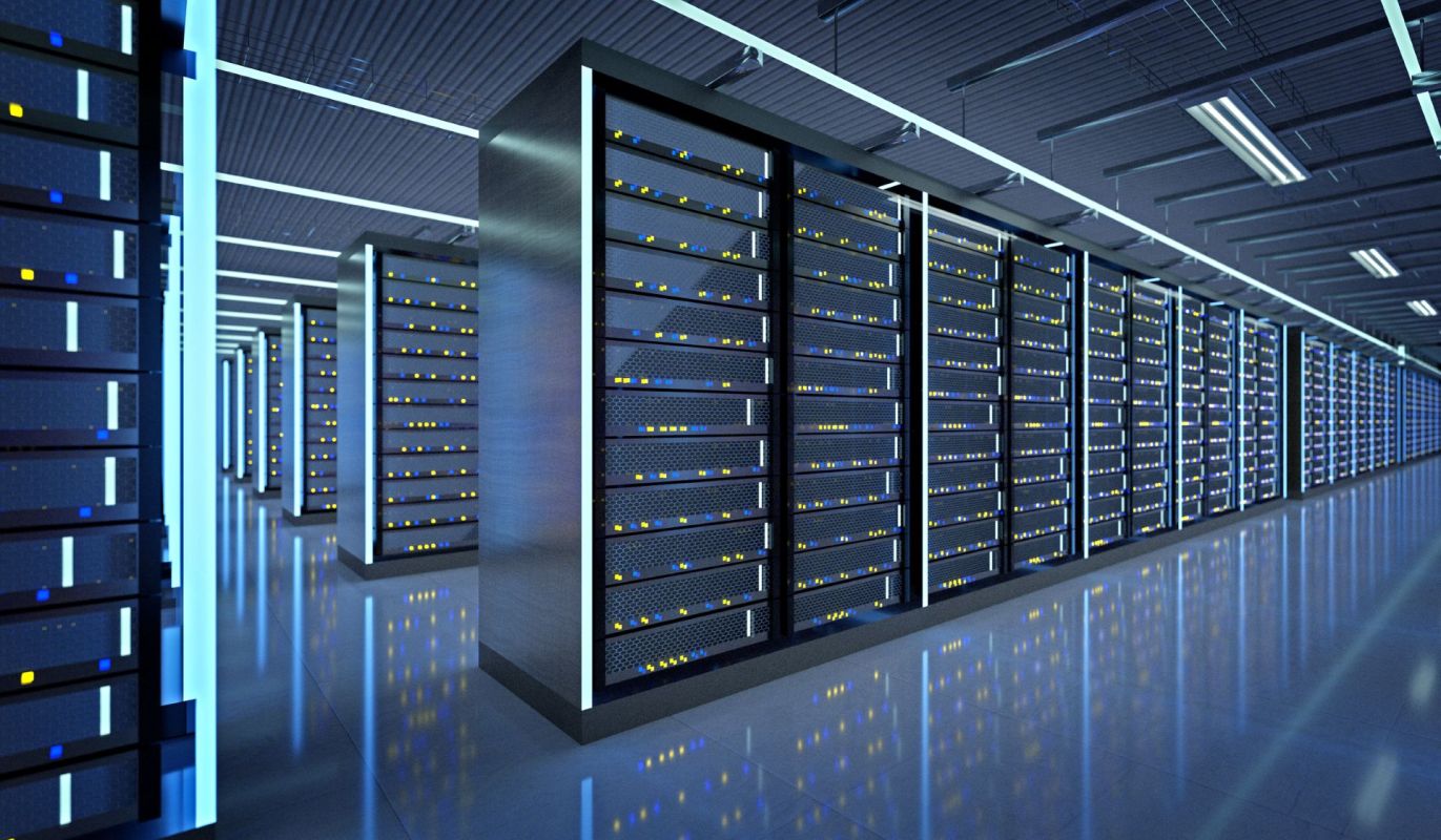 A server room in a data center.