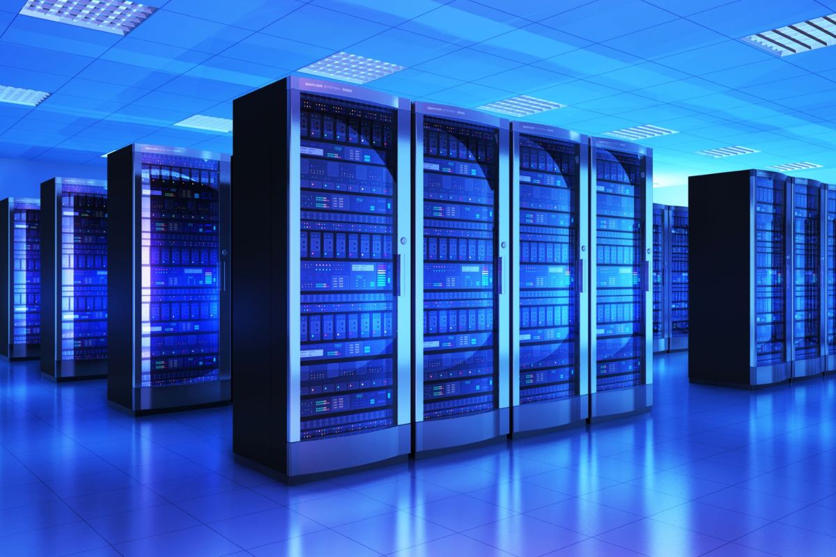 The server room in a data center.