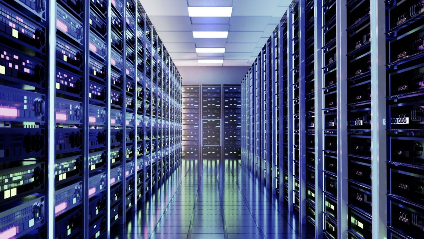 A server room in a data center.