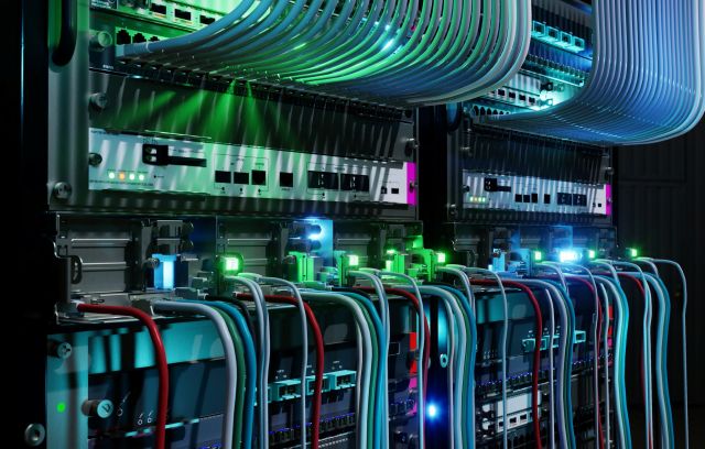 Cables in a server room.