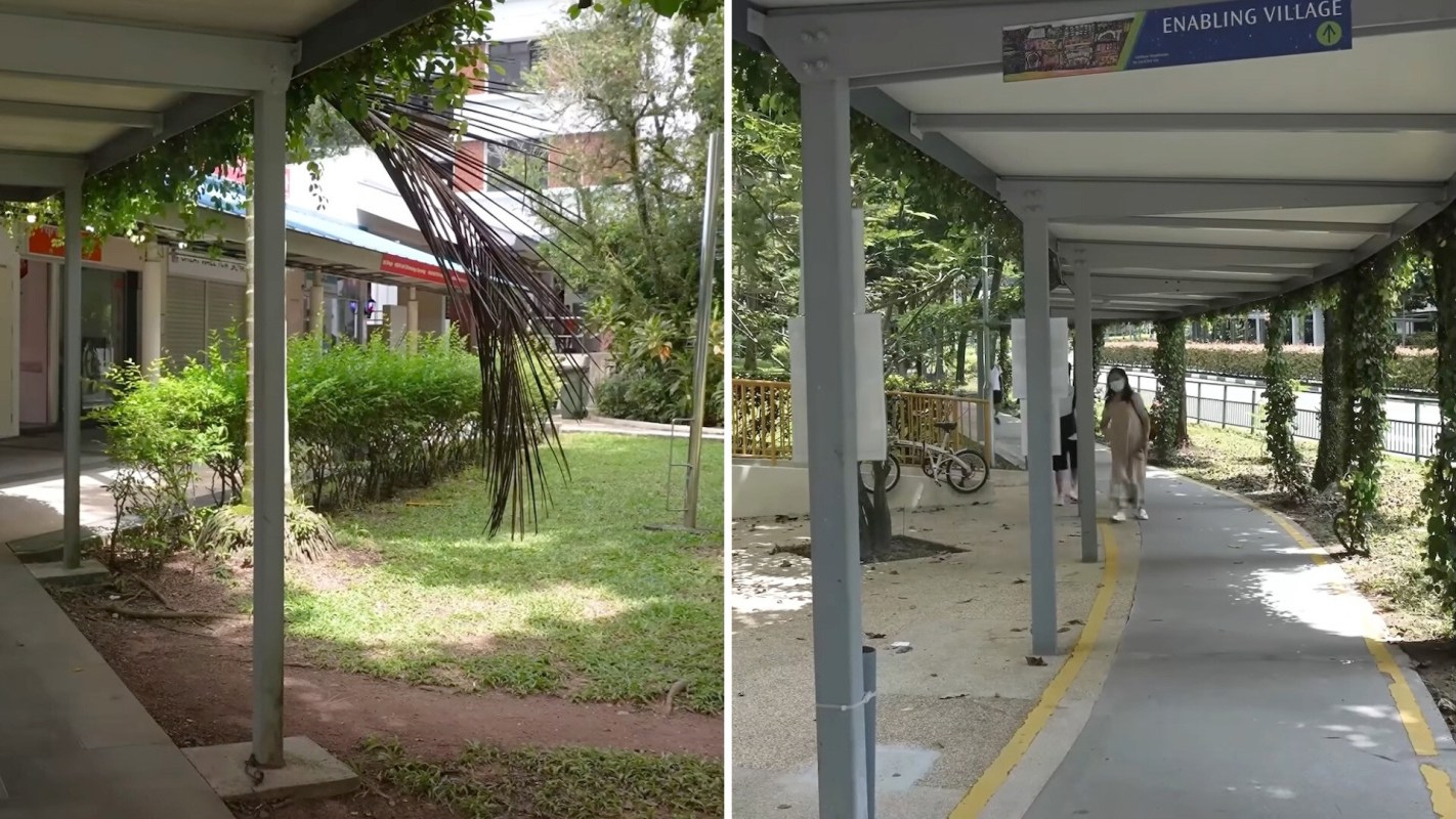 Two examples of shaded walkways in Singapore.