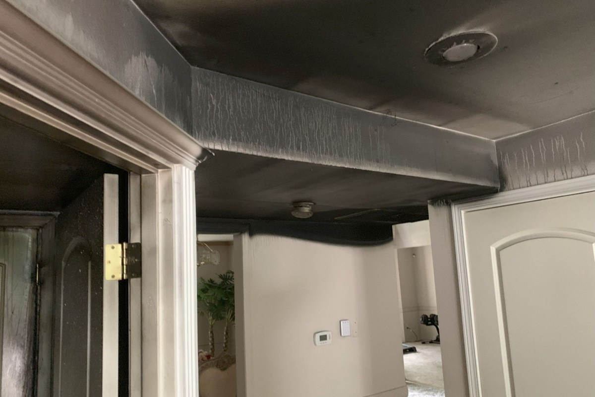 Smoke damage in a home.