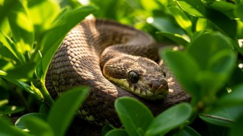 A snake among foliage.