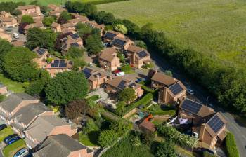 Houses with solar panels.