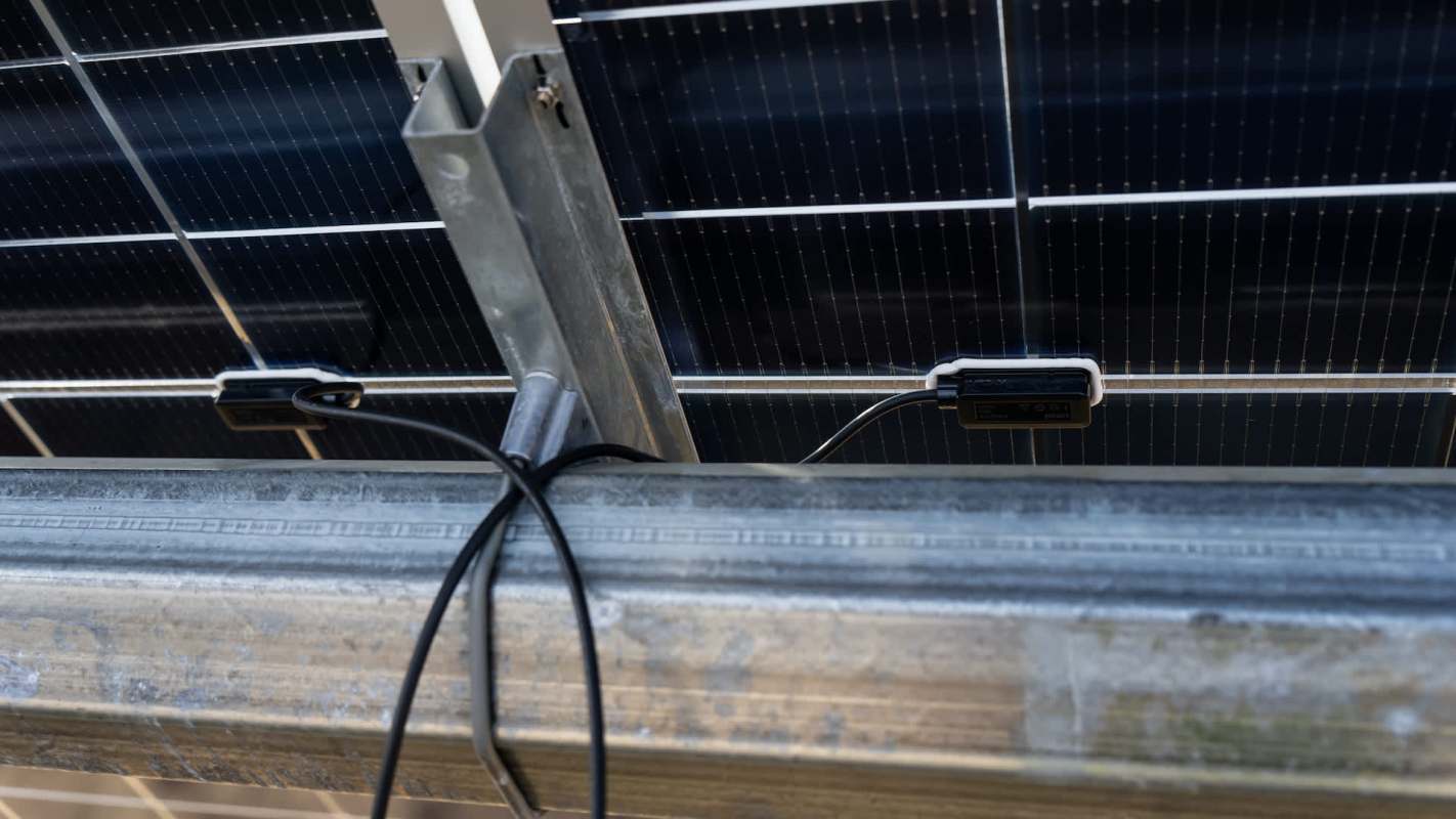 Solar panels on a metal frame.