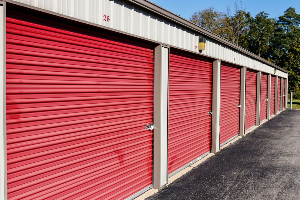 A row of storage units.