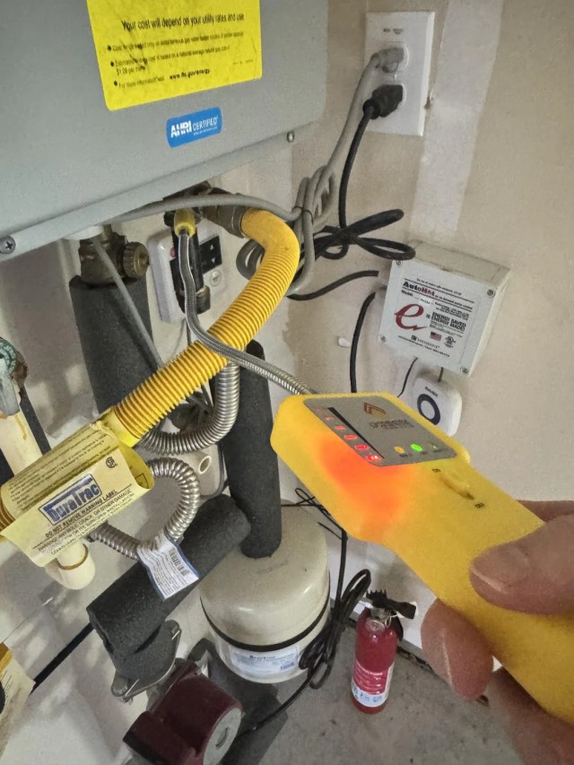 A tankless water heater system.