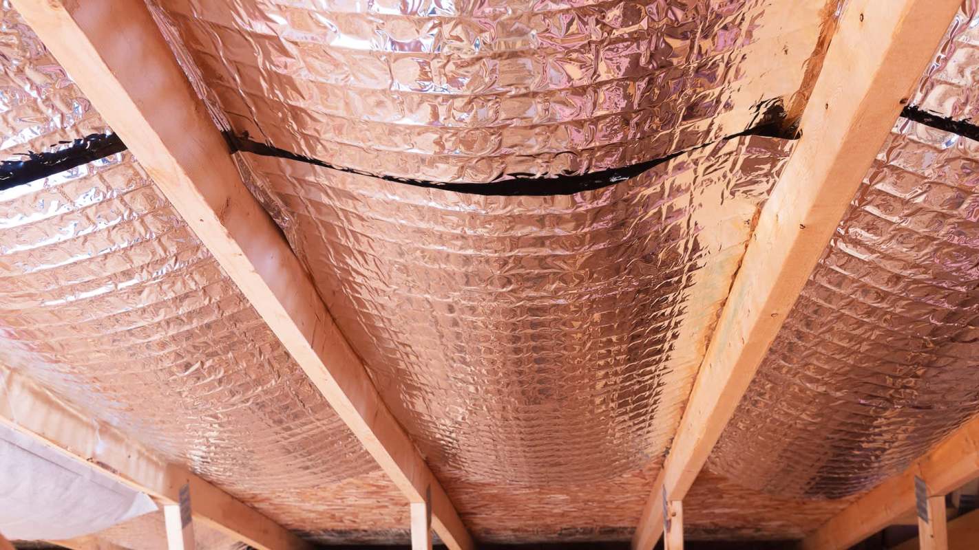 A ceiling with insulation.