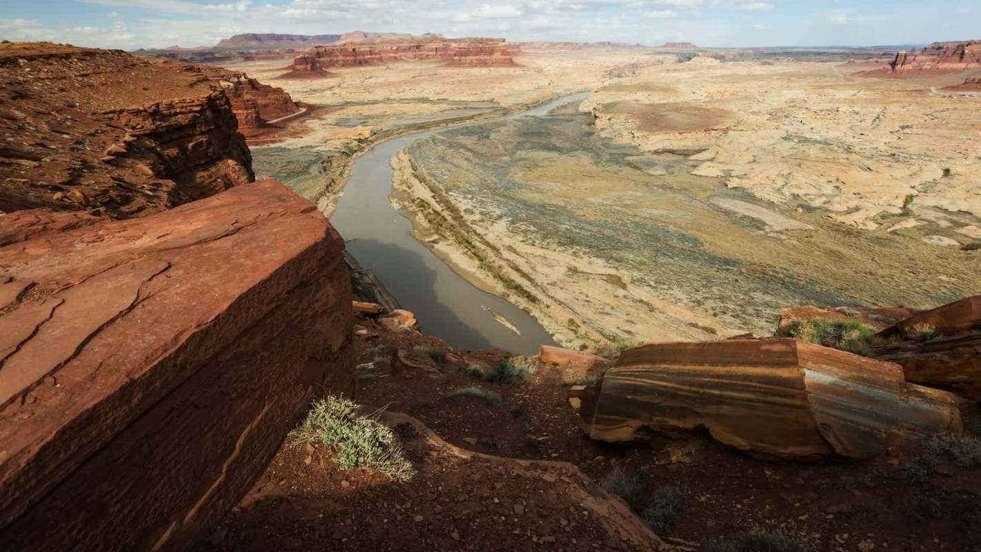 A river in a canyon.
