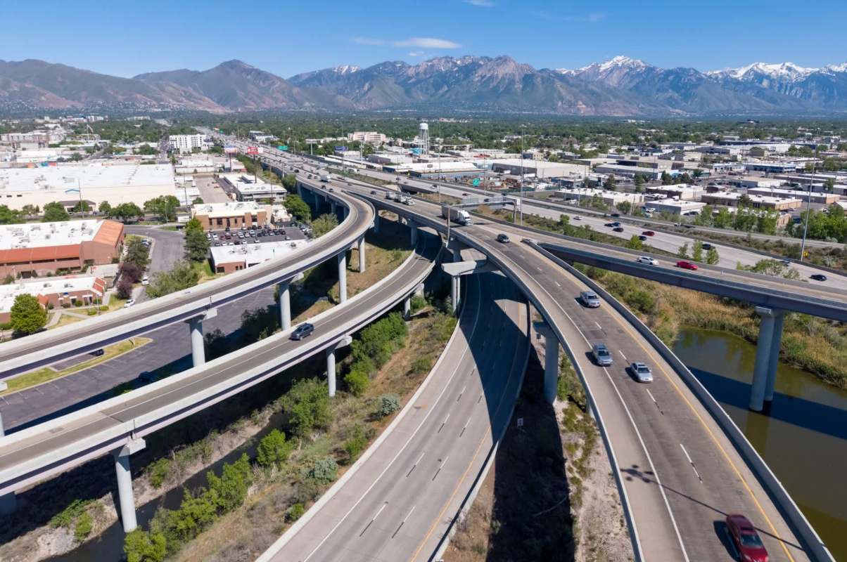 Cars on a Salt Lake City freeway.