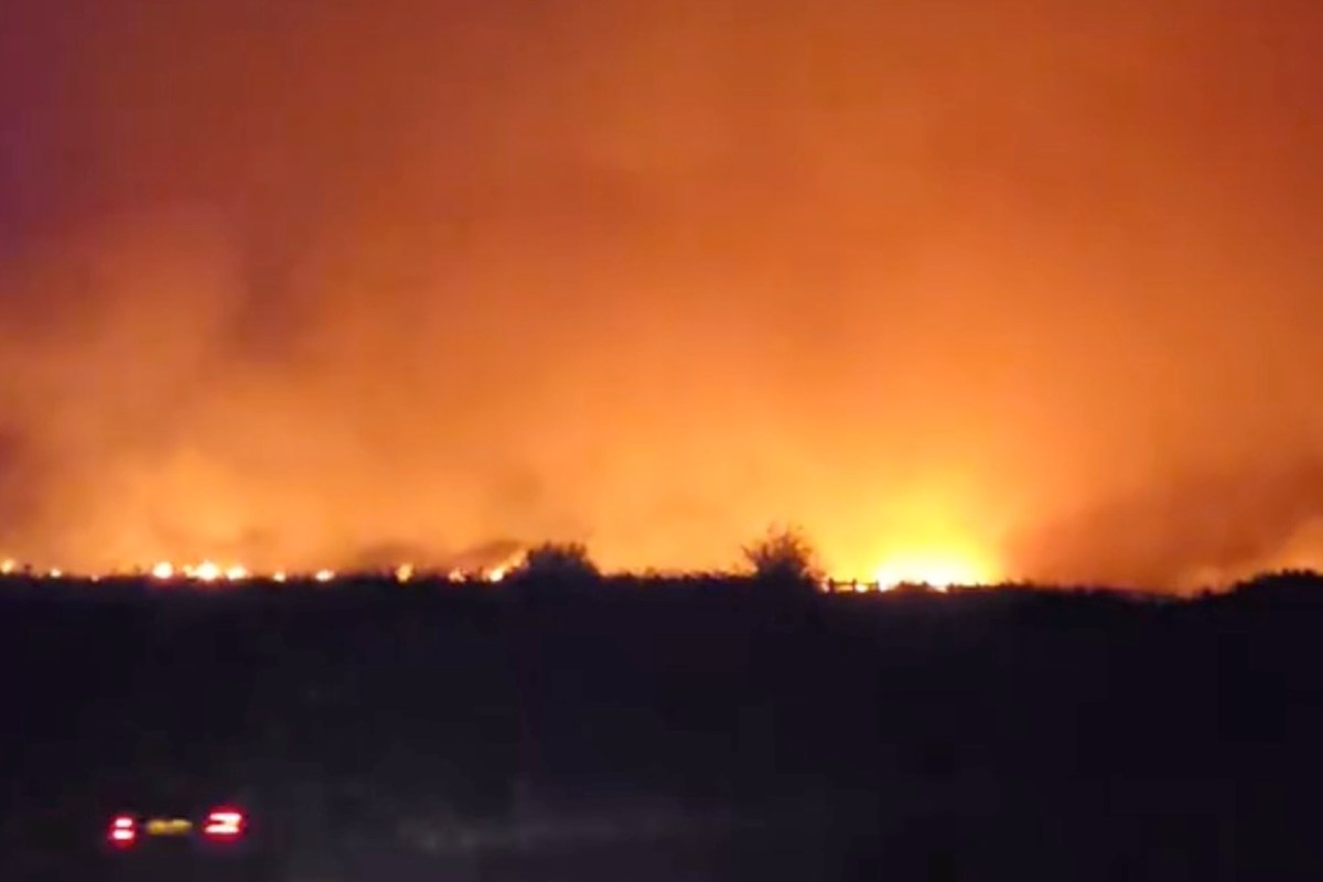A wildfire at night.