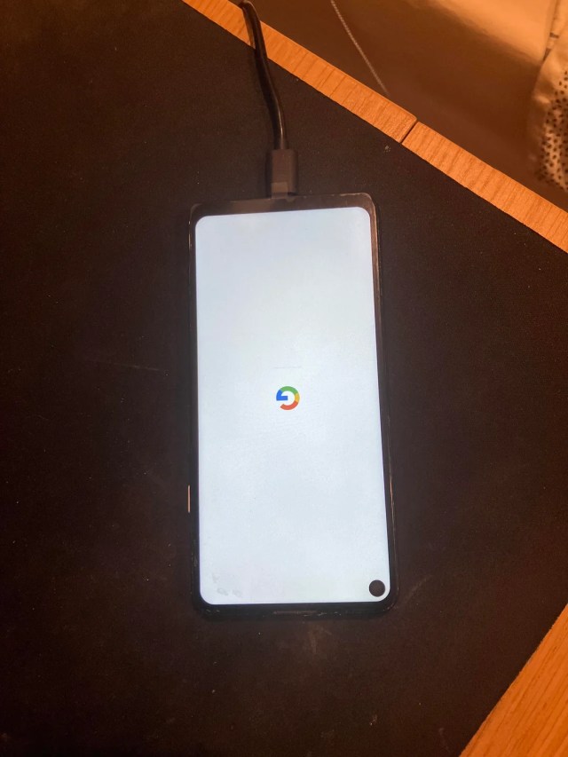 A charging phone.