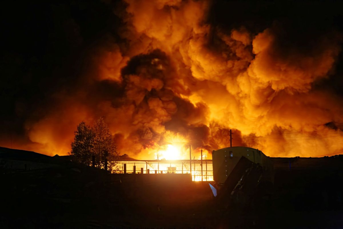A warehouse fire.