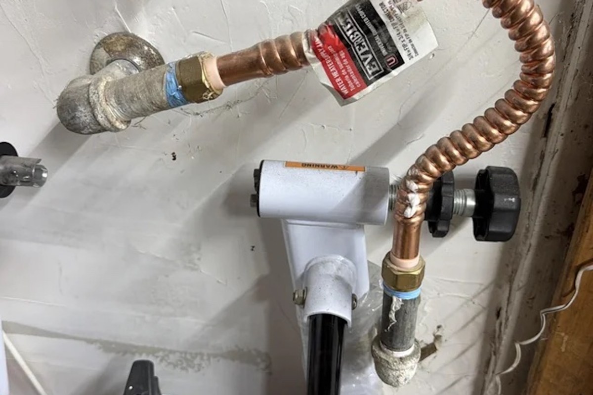 A water heater supply line.