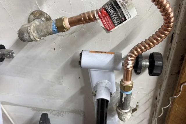 A water heater supply line.