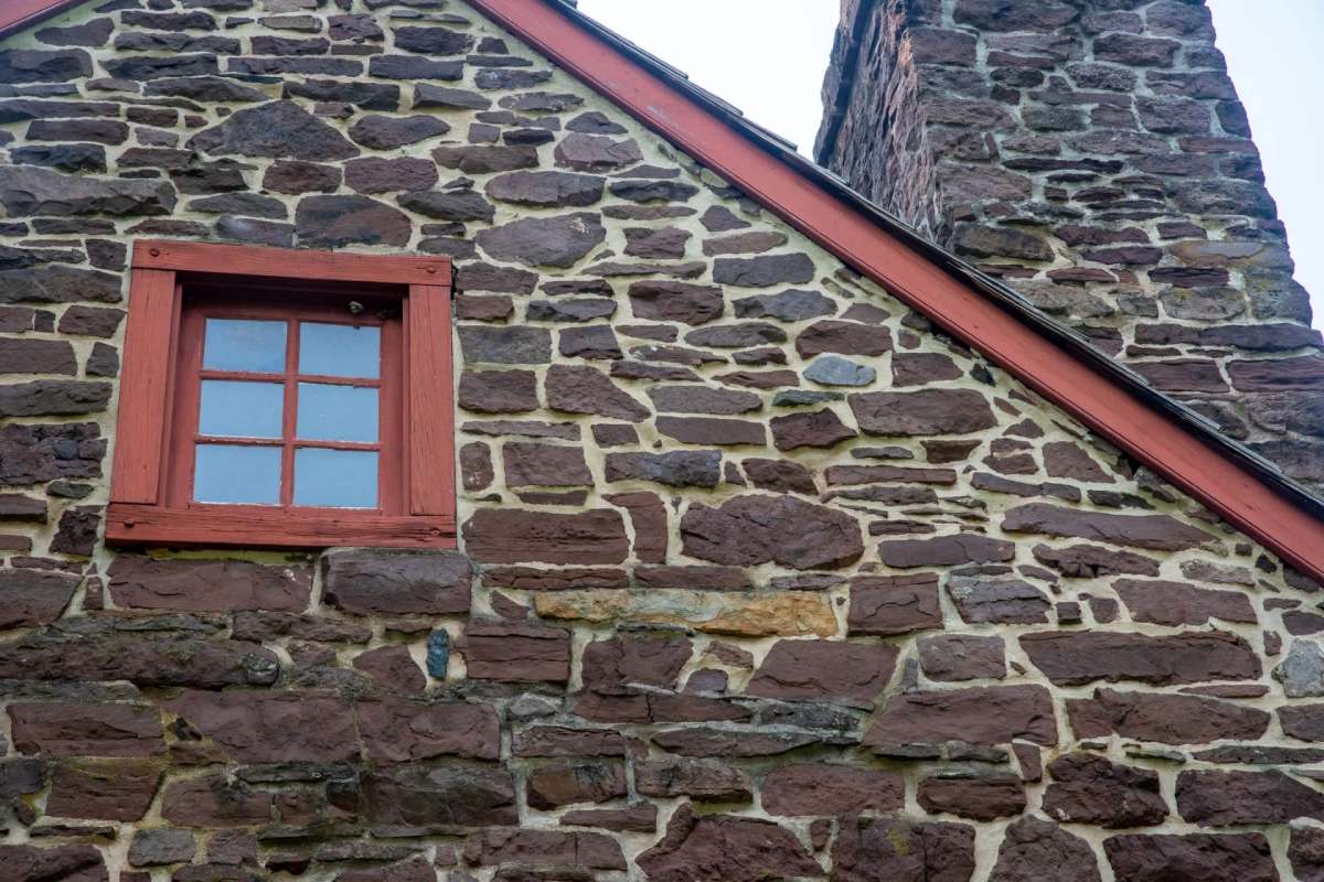 Side facade of a stone home