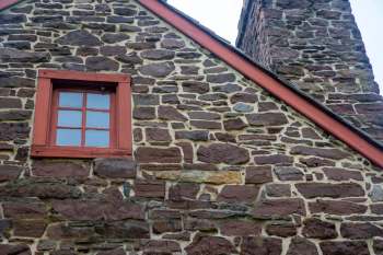 Side facade of a stone home
