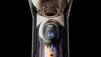 A close-up view of Dyson's new AI powered toothbrush with camera.
