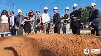 A groundbreaking ceremony at Lawrence Park.