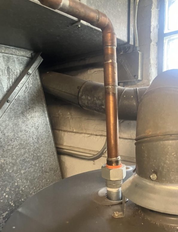The pipe on a water heater.
