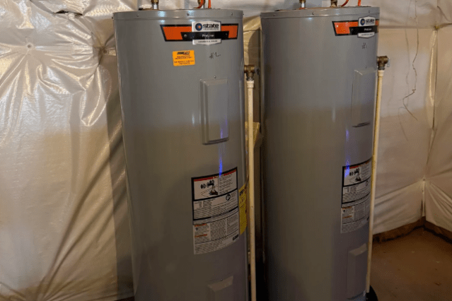 Two water heaters.