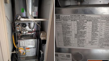 An air conditioner in a closet and its status code guide