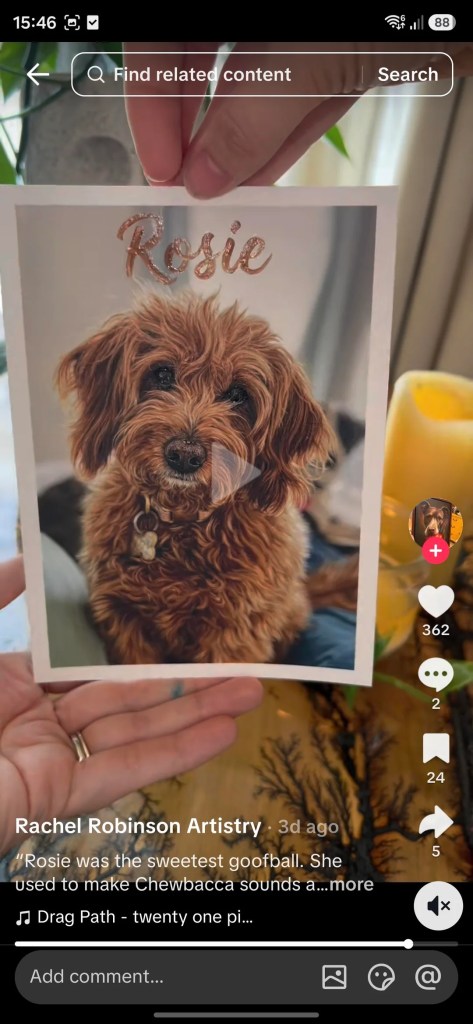 A dog portrait resembling a painting and reportedly made with AI.