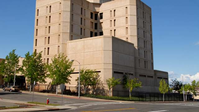 The exterior of a county jail.