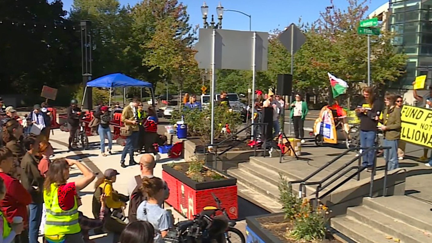 People at the cycling protest.