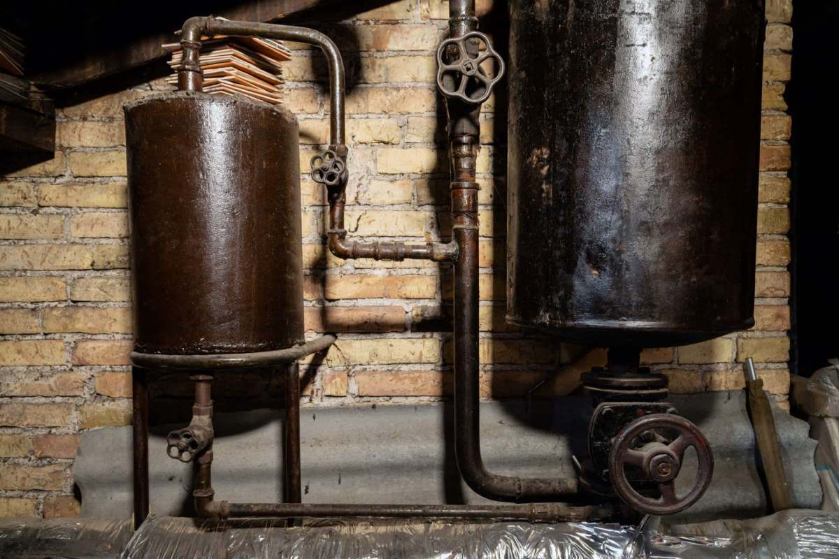 Old industrial tanks and pipes.