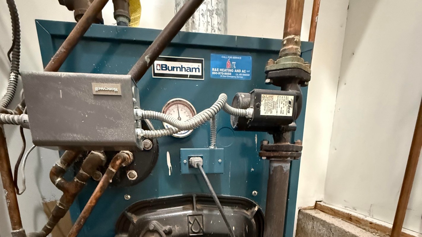 An oil-fired boiler.