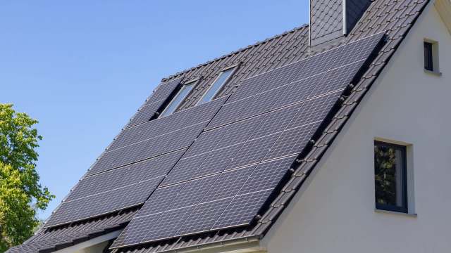 Solar panels on a house.