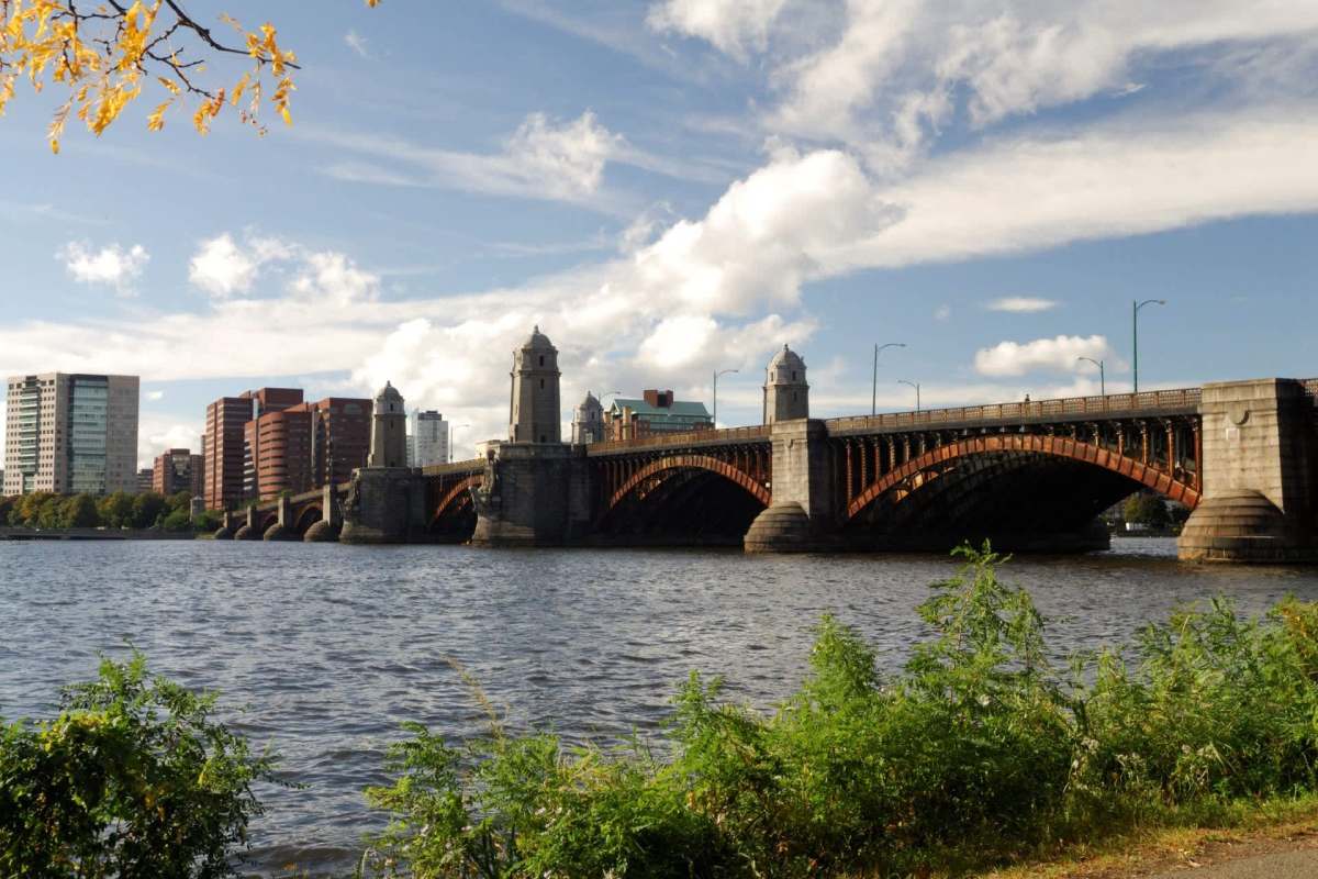 A bridge over a river.
