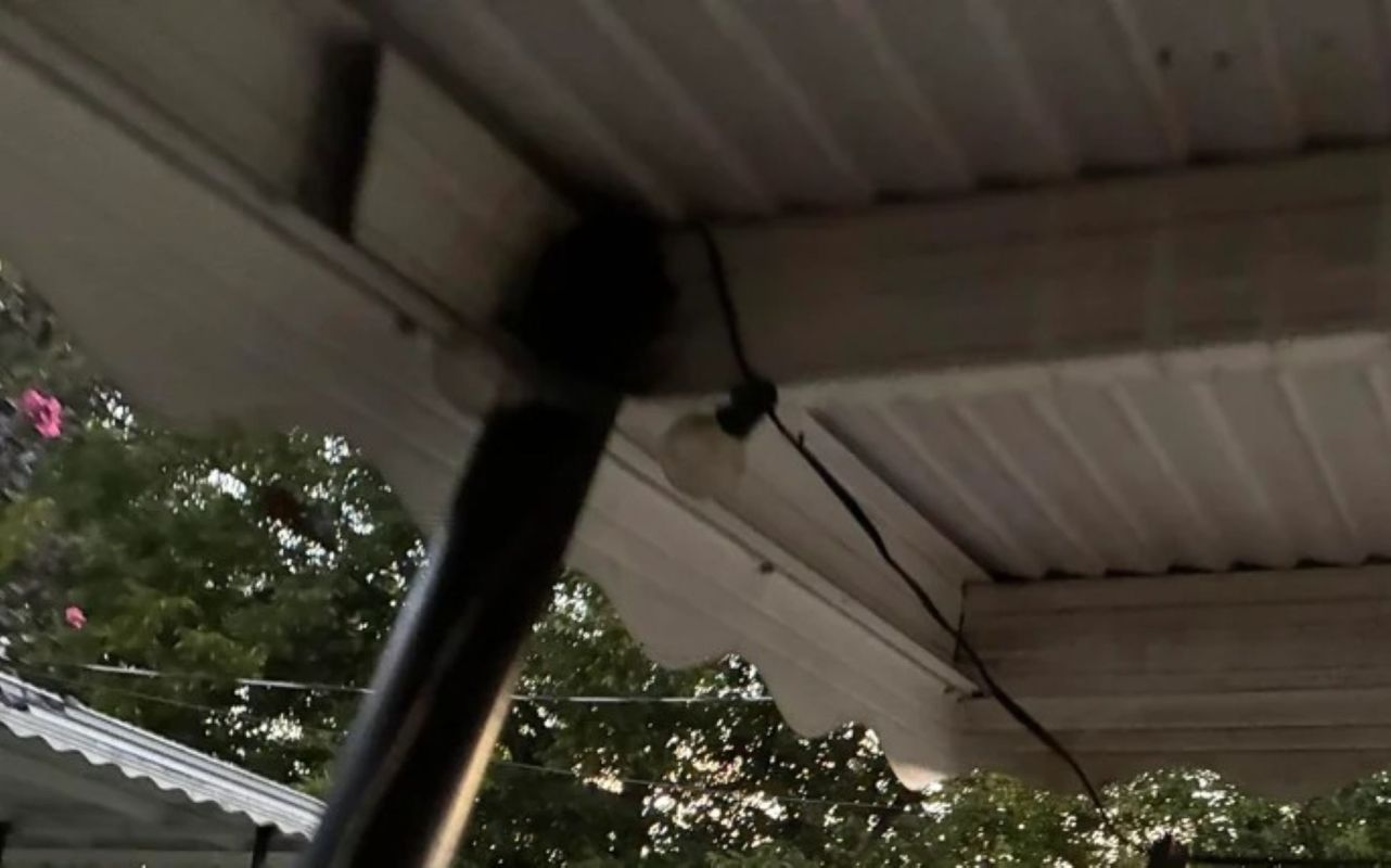 The underside of a carport.