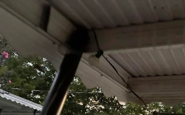 The underside of a carport.