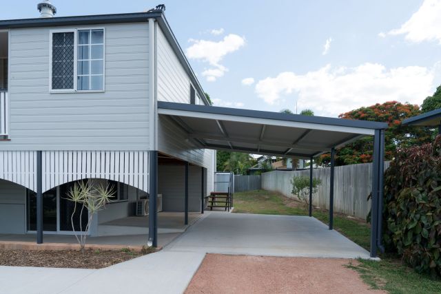 A carport attached to a home.