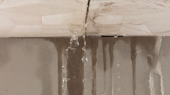 A leak coming from a crack in the ceiling.