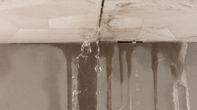 A leak coming from a crack in the ceiling.