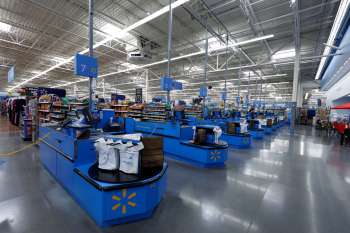 Walmart checkout counters.