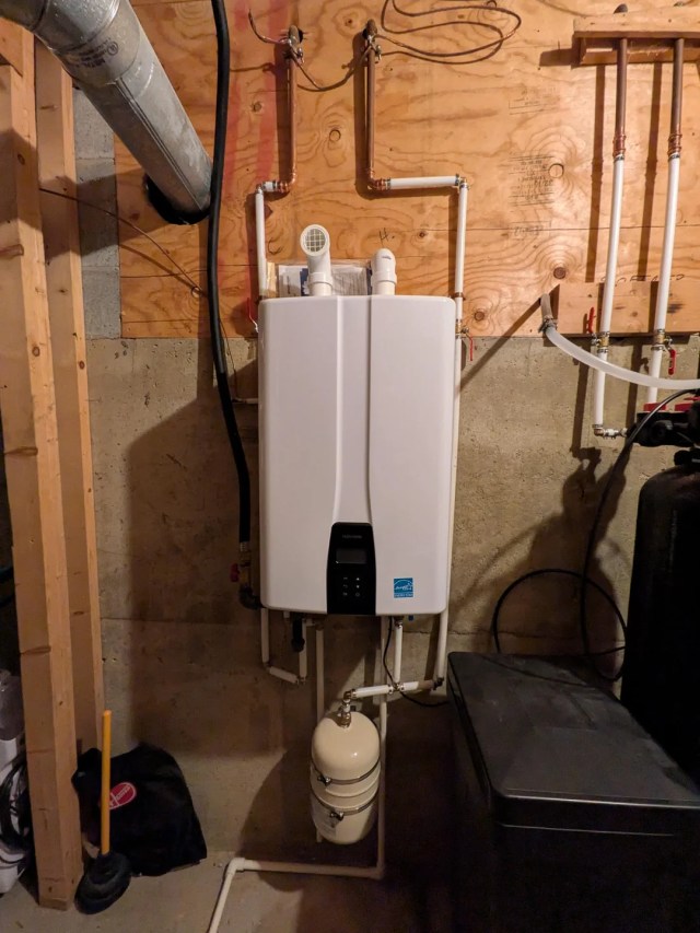 A Navien tankless water heater.