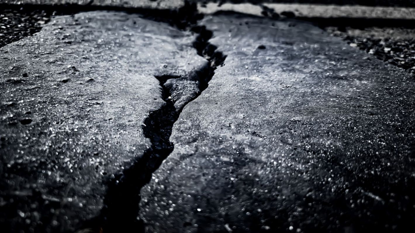 Cracked concrete.