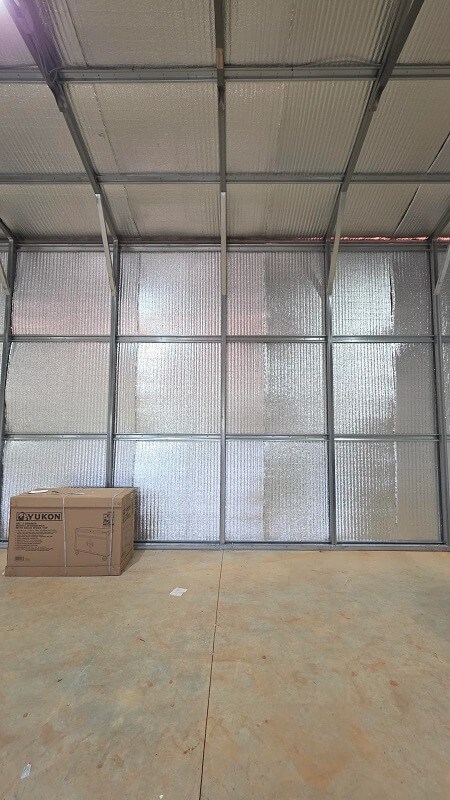 Installation in a metal building. 