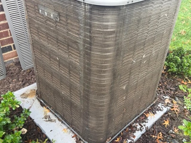 A dirty HVAC unit.