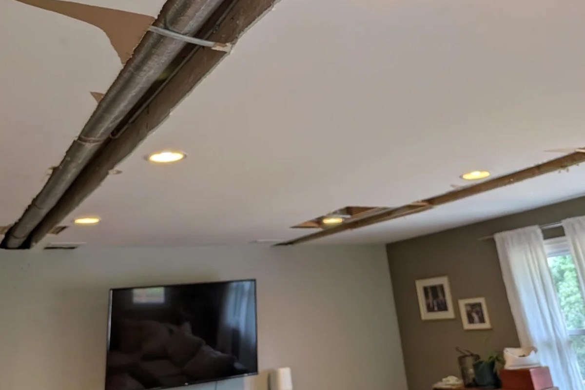 A damaged ceiling.