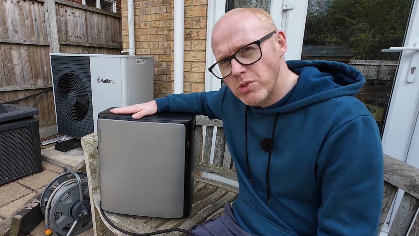 A person talking about EcoFlow's Stream 5000 home battery system.