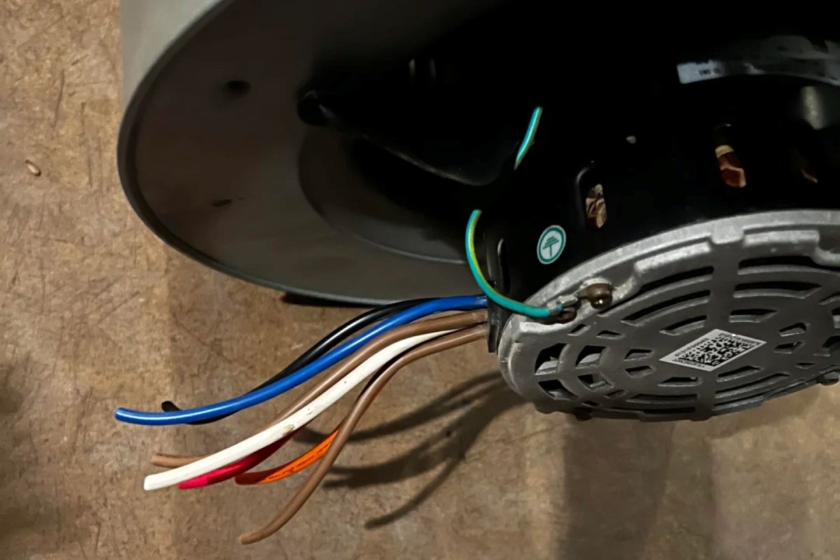 Wires coming out of the blower assembly.