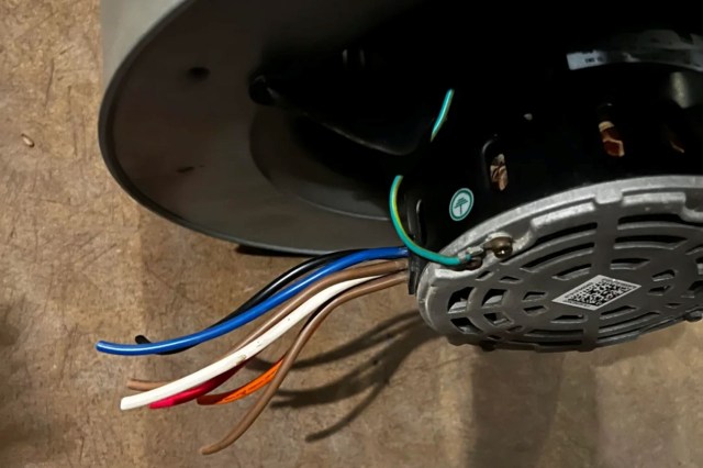 Wires coming out of the blower assembly.