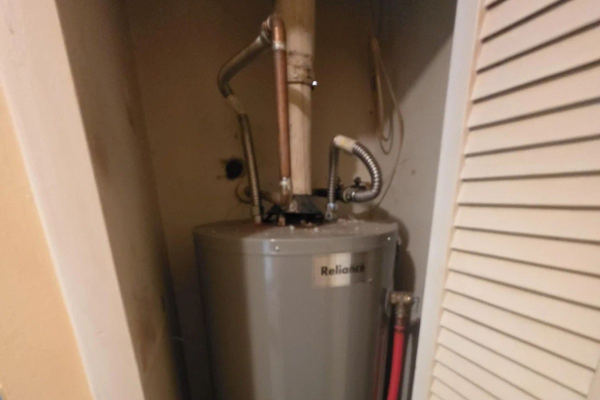 A gas water heater.
